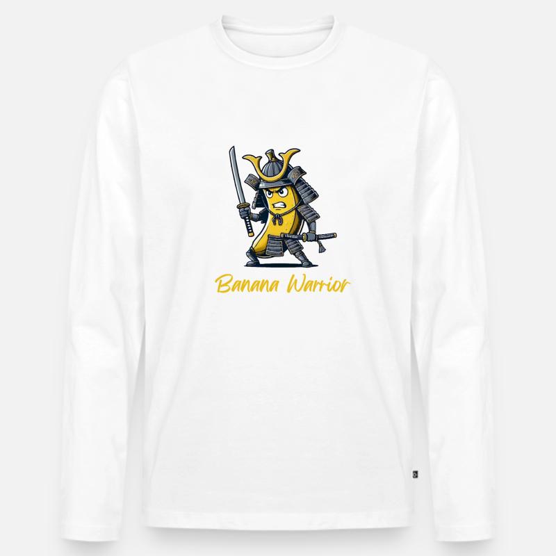 Banane Samurai - Männer Premium Bio Langarmshirt - Weiß