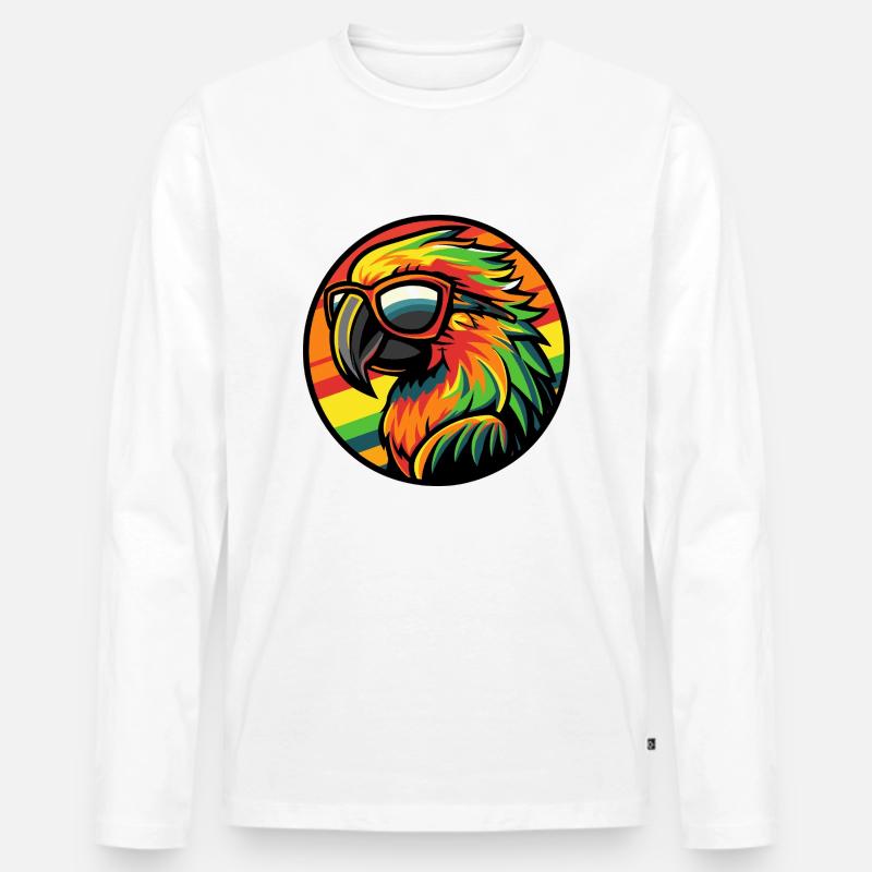 Papagei Comic Cool Sommer - Männer Premium Bio Langarmshirt - Weiß