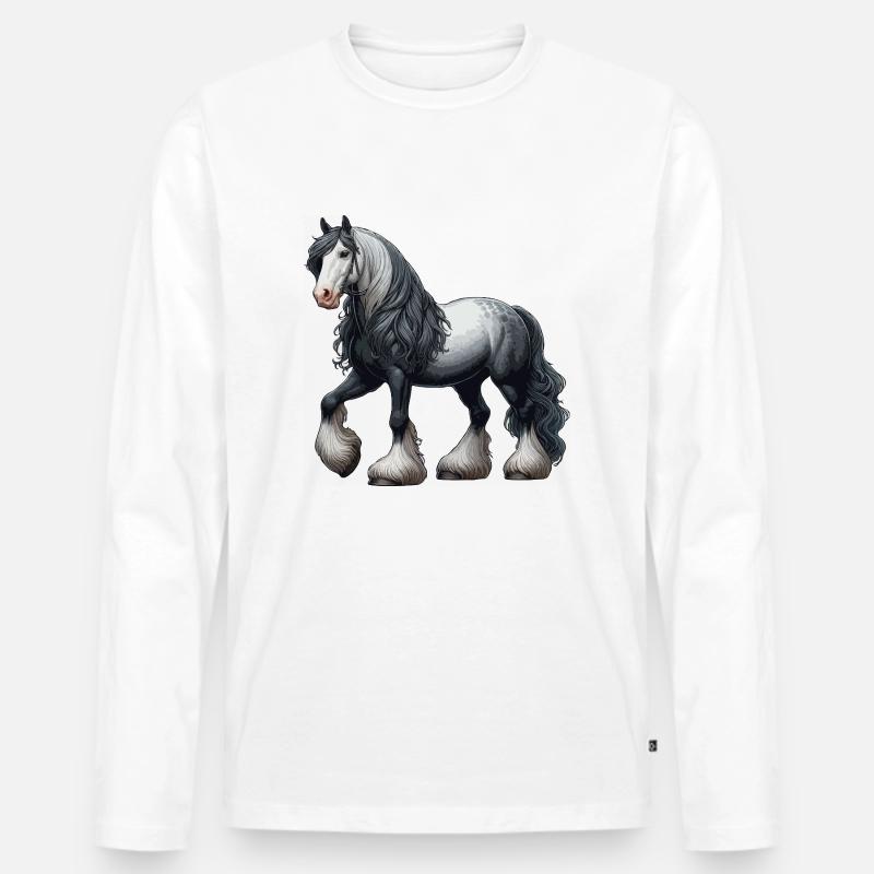 Pecheron Pferd grau weiß - Männer Premium Bio Langarmshirt - Weiß