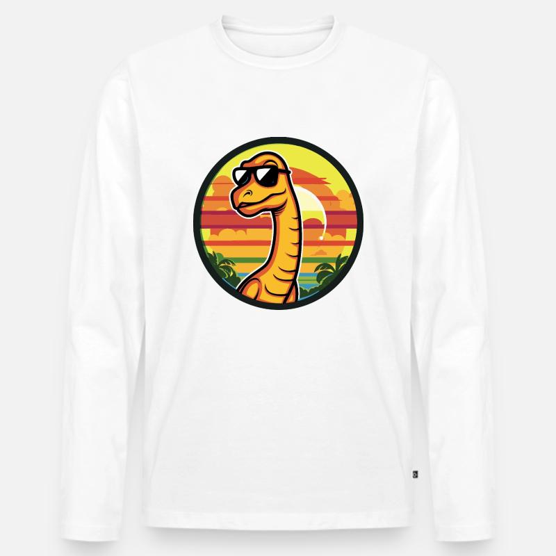 Dinosaurier brontosaurus Comic - Männer Premium Bio Langarmshirt - Weiß