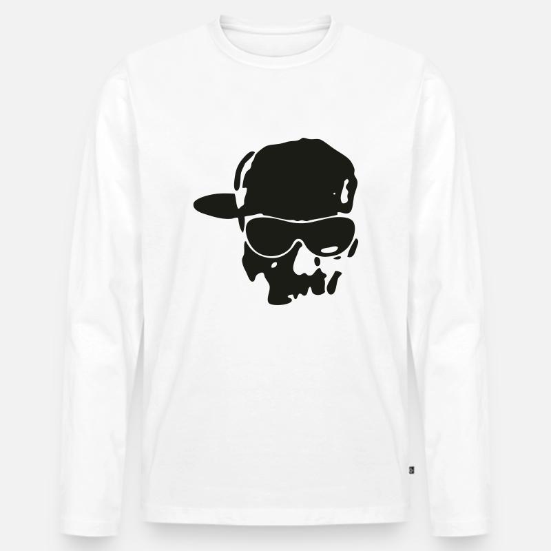 Rapper Skull - Männer Premium Bio Langarmshirt - Weiß