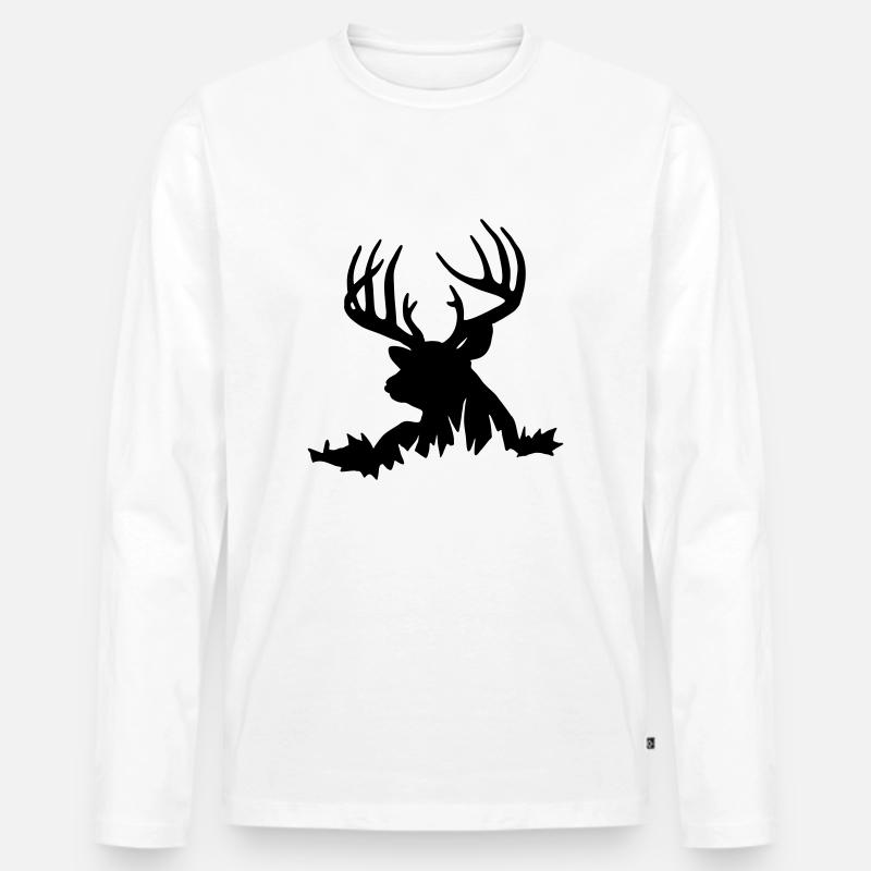 hirsch - Männer Premium Bio Langarmshirt - Weiß