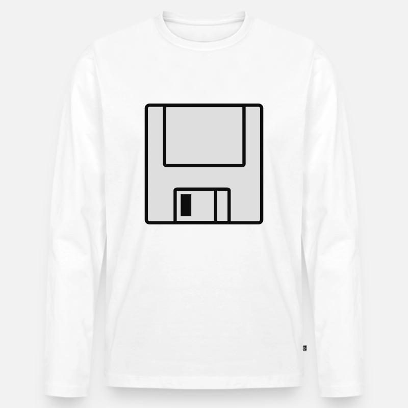 Computer-Diskette - Männer Premium Bio Langarmshirt - Weiß