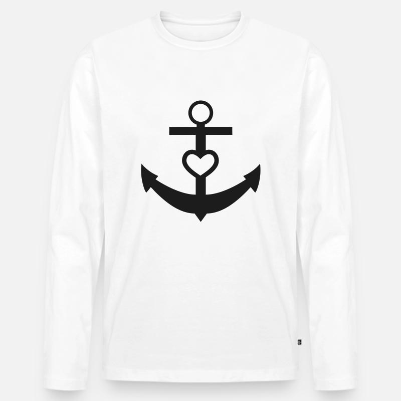 herz - Männer Premium Bio Langarmshirt - Weiß