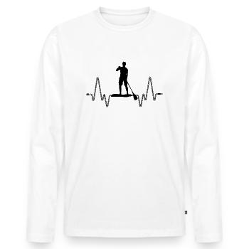 SUP Stand Up Paddling battement de cœur - T-shirt manches longues Premium bio Homme - blanc - Devant - Nico (187cm)