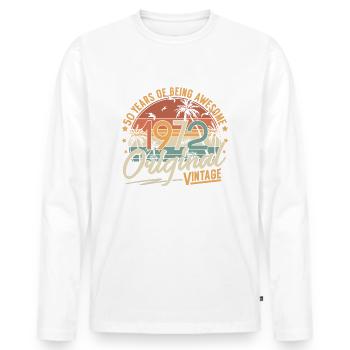1972 Vintage Born Vintage 50 Anniversaire Rétro - T-shirt manches longues Premium bio Homme - blanc - Devant - Nico (187cm)