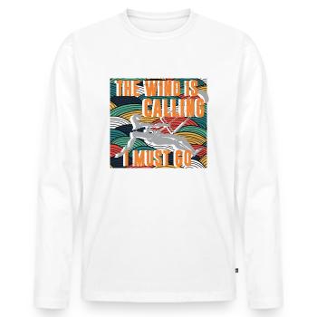 The wind is calling, I have to kitesurf - Men's Premium Organic Long Sleeve Shirt - white - Front - Nico (187cm)