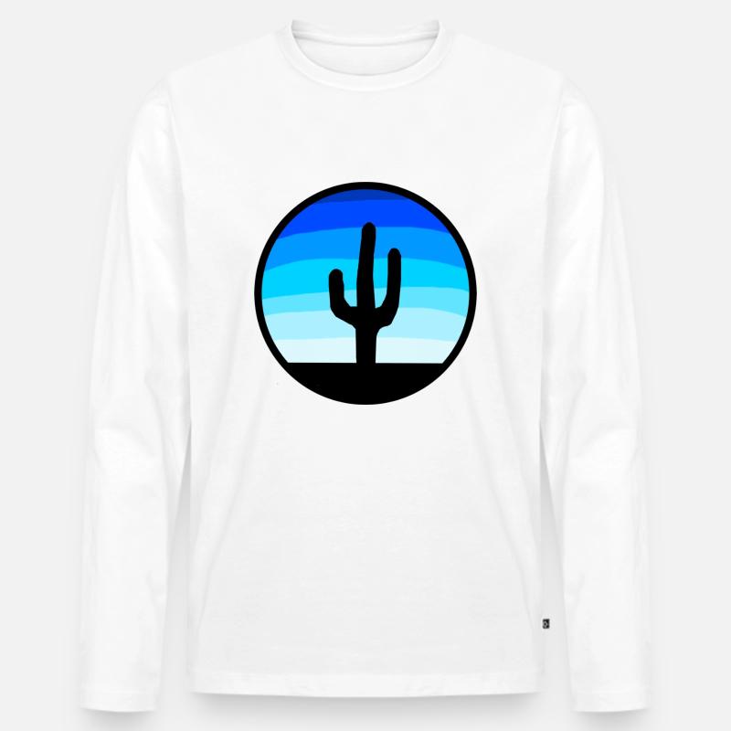 Kaktus-Silhouette - Männer Premium Bio Langarmshirt - Weiß