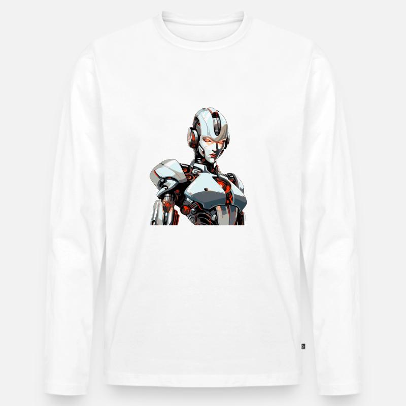 Futuristic Warrior - Männer Premium Bio Langarmshirt - Weiß