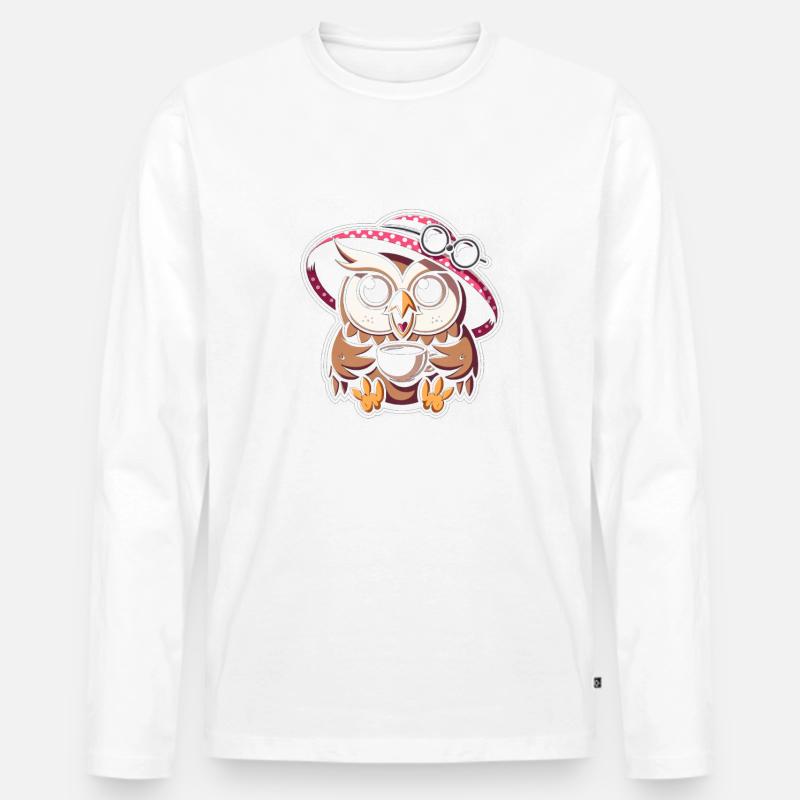 Kaffee Eule - Männer Premium Bio Langarmshirt - undefined