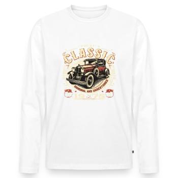 50e anniversaire Oldtimer 1975 PAS VIEUX CLASSIQUE - T-shirt manches longues Premium bio Homme - blanc - Devant - Nico (187cm)