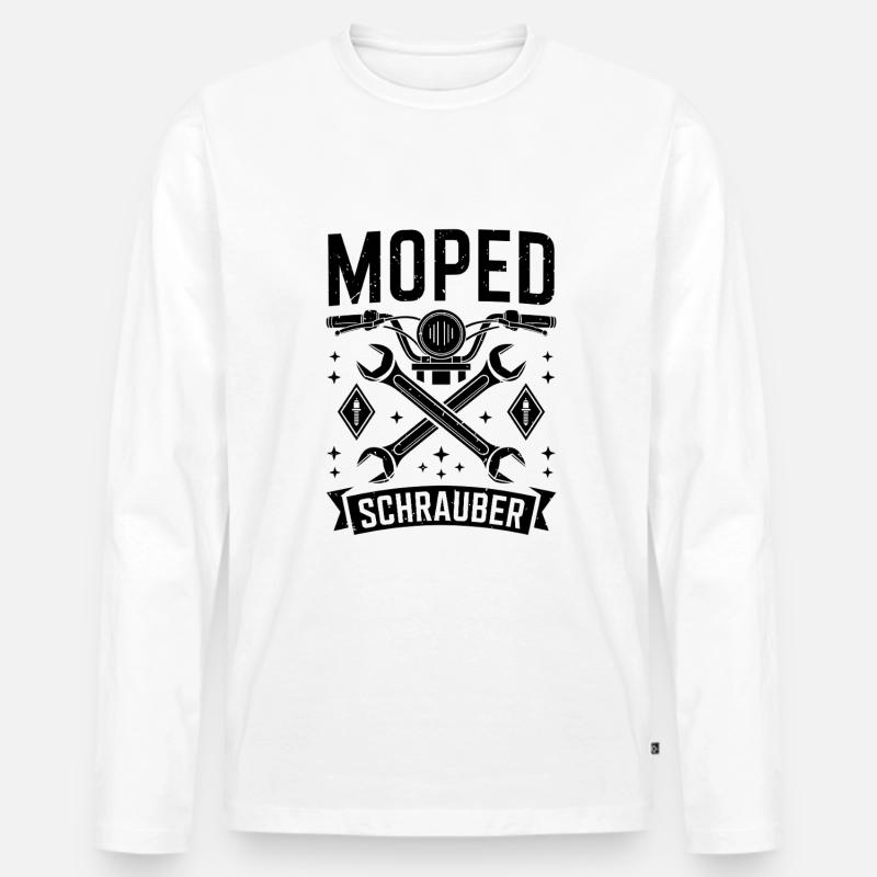 Moped Tuning Schrauber Mopedfahrer - Männer Premium Bio Langarmshirt - Weiß