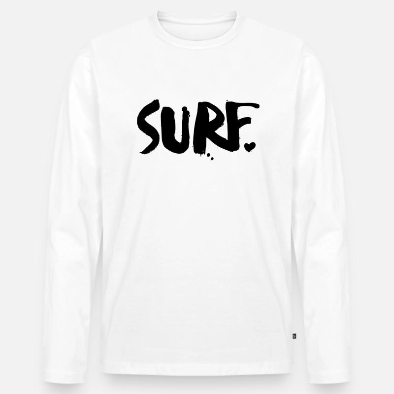 SURF - Männer Premium Bio Langarmshirt - Weiß