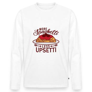 More Spaghetti Less Upsetti - Men's Premium Organic Long Sleeve Shirt - white - Front - Nico (187cm)