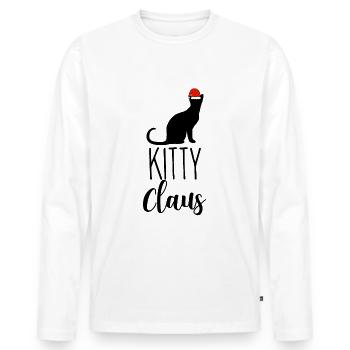 Chat de Noël - T-shirt manches longues Premium bio Homme - blanc - Devant - Nico (187cm)