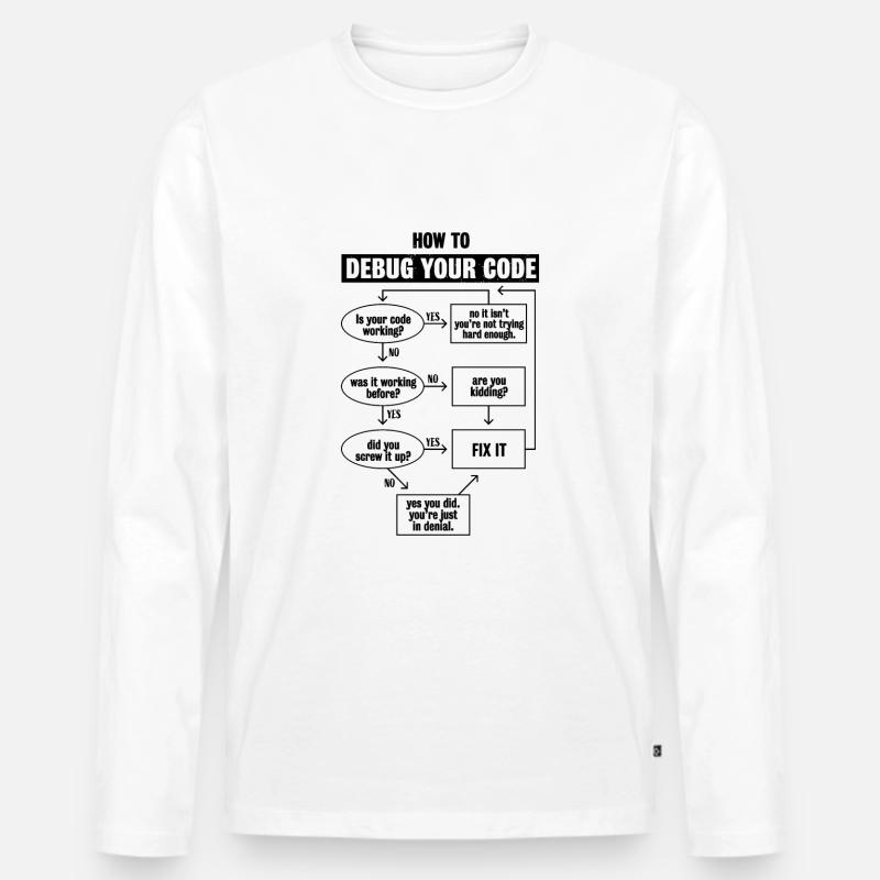 Codage de code de programmation Cadeau de débogage drôle T-shirt manches longues Premium bio Homme