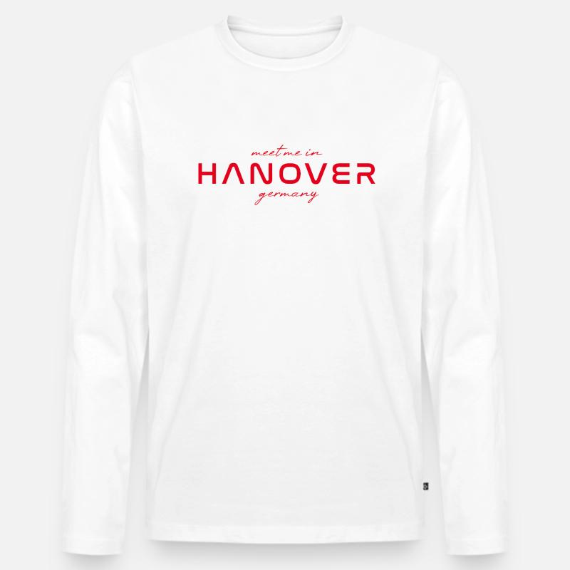 Hannover T-Shirt – Skyline - Männer Premium Bio Langarmshirt - Weiß