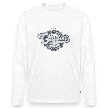 Denim classique à l’ancienne produits vintage bleu - T-shirt manches longues Premium bio Homme - blanc - Devant - Nico (187cm)