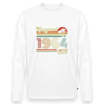 1964 Retro Vintage Jahrgang Geburtstag Geschenk - Männer Premium Bio Langarmshirt - Weiß - Vorne - Nico (187cm)