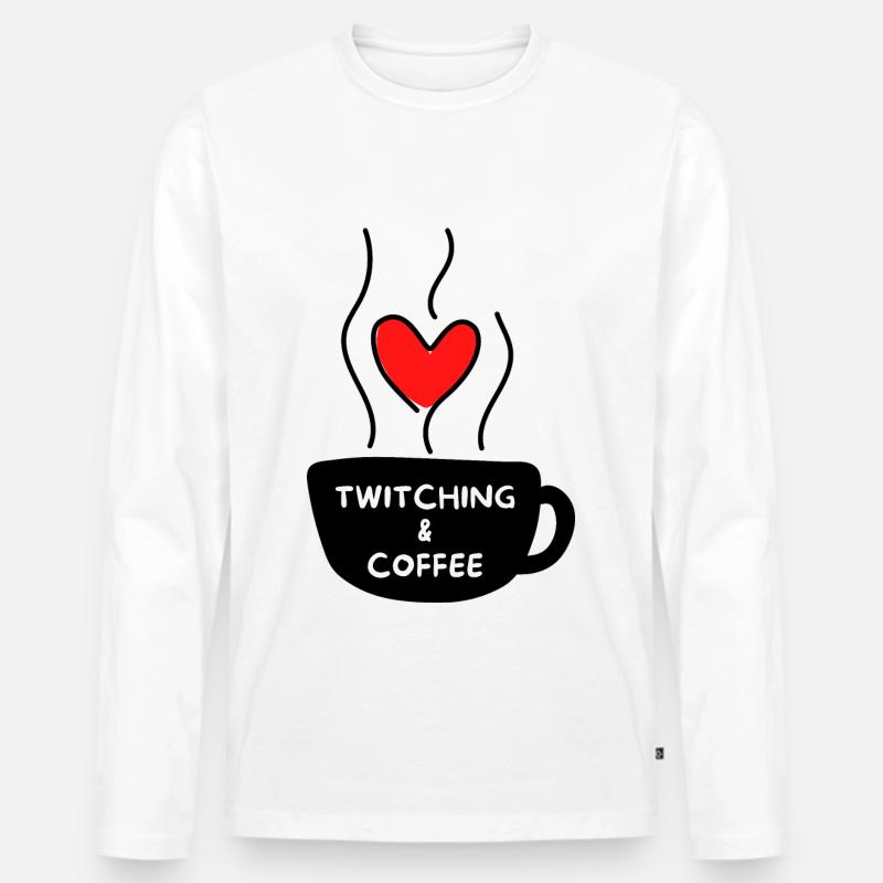 Zucken & Kaffee - Männer Premium Bio Langarmshirt - Weiß