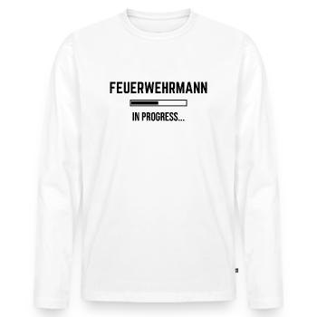 Firefighter In Progress - Men's Premium Organic Long Sleeve Shirt - white - Front - Nico (187cm)