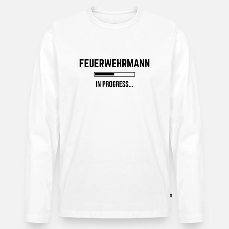 Feuerwehrmann In Progress - Männer Premium Bio Langarmshirt - Weiß