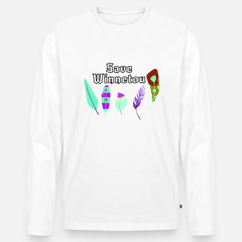 save winnetou,winnetou,federn,illustration - Männer Premium Bio Langarmshirt - Weiß