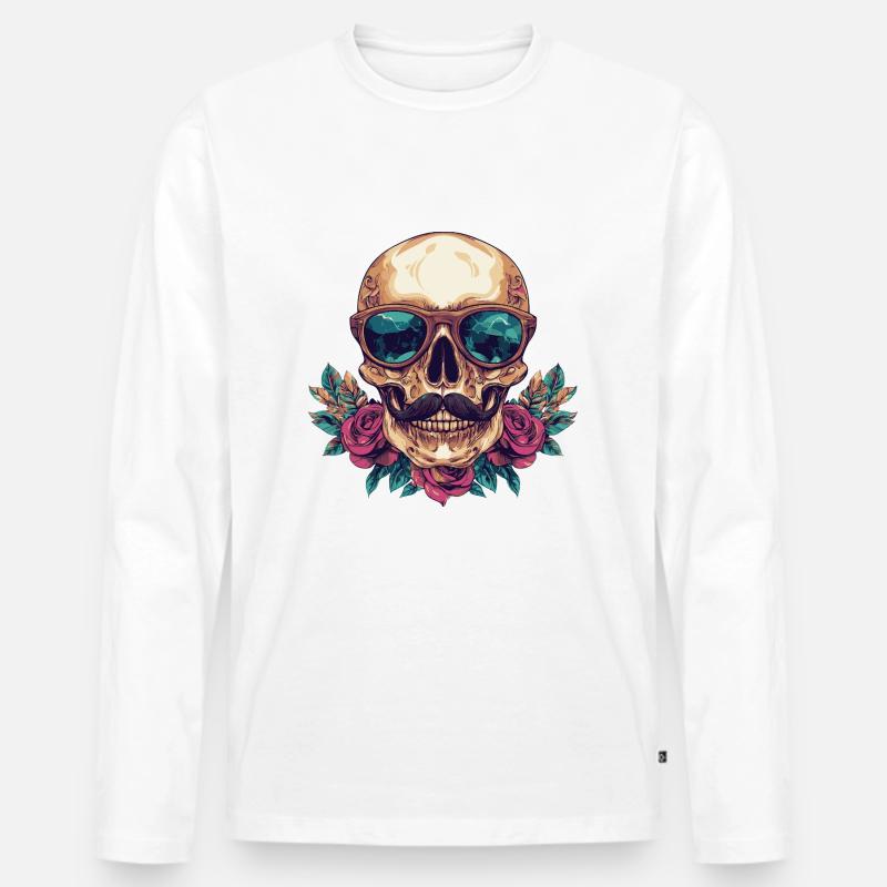 Skelett Bunt - Männer Premium Bio Langarmshirt - Weiß