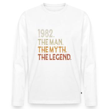 1982 Vintage Man Myth Legend - Men's Premium Organic Long Sleeve Shirt - white - Front - Nico (187cm)
