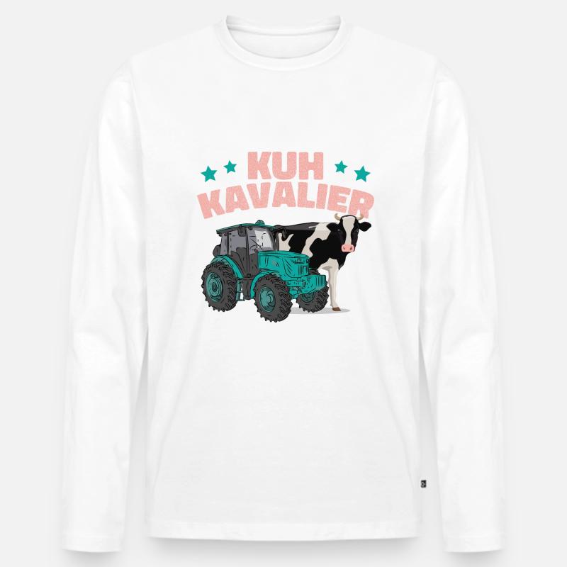 Kuh Kavalier - Männer Premium Bio Langarmshirt - Weiß