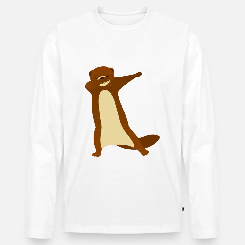 Otter Dab Dance - Cool Gift - Männer Premium Bio Langarmshirt - Weiß