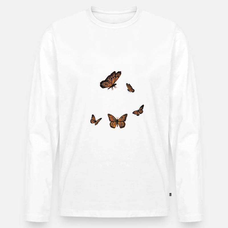 Monarch-Mädchen - Männer Premium Bio Langarmshirt - Weiß