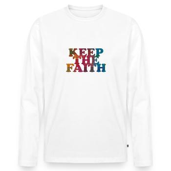 Keep the Faith - Männer Premium Bio Langarmshirt - Weiß - Vorne - Nico (187cm)