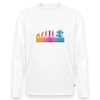 Batterie Batteur - T-shirt manches longues Premium bio Homme - blanc - Devant - Nico (187cm)