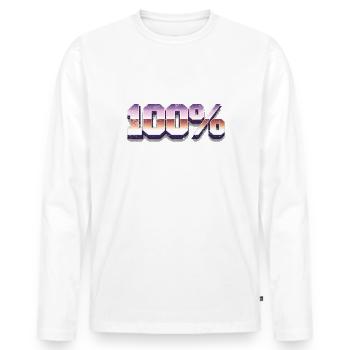 100% Vintage - Männer Premium Bio Langarmshirt - Weiß - Vorne - Nico (187cm)