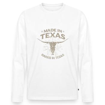Made In Texas - Men's Premium Organic Long Sleeve Shirt - white - Front - Nico (187cm)