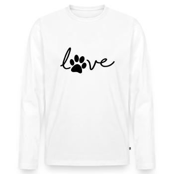 Love. Dogs or cats paws. Animal Day - Men's Premium Organic Long Sleeve Shirt - white - Front - Nico (187cm)