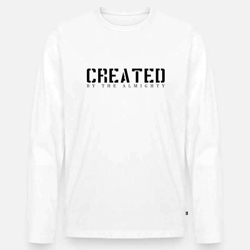 Created By The Almighty - Männer Premium Bio Langarmshirt - Weiß
