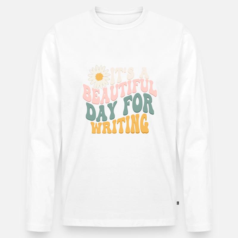 Schrift - Männer Premium Bio Langarmshirt - Weiß