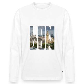 London England UK GB - Männer Premium Bio Langarmshirt - Weiß - Vorne - Nico (187cm)