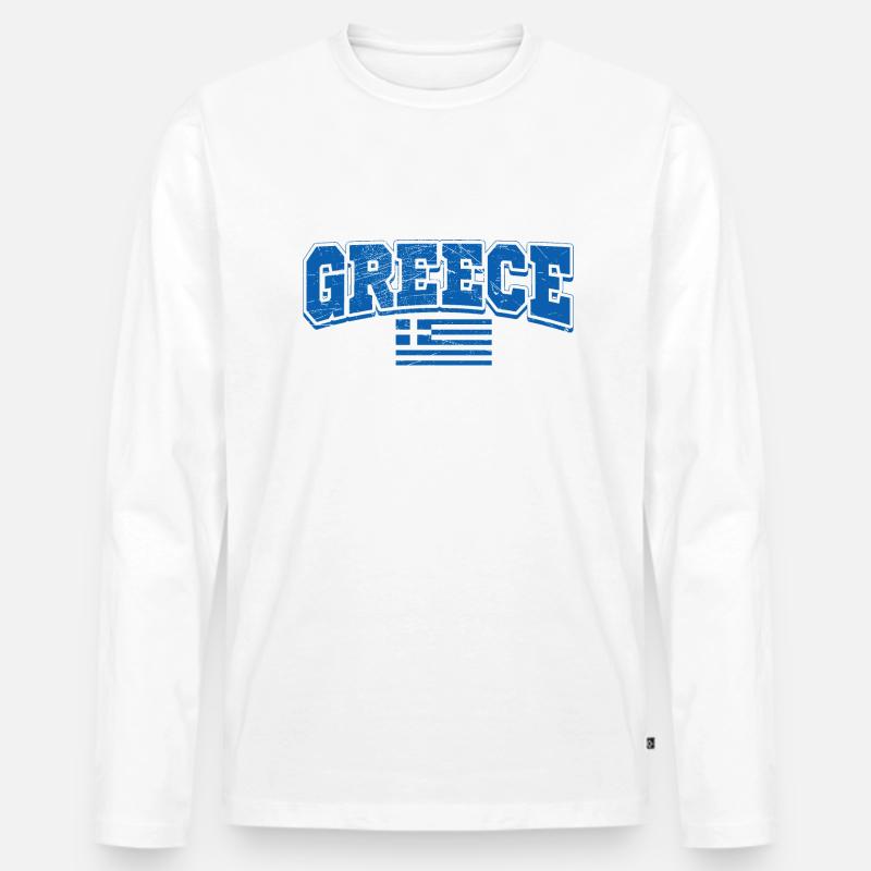 Griechenland - Männer Premium Bio Langarmshirt - Weiß