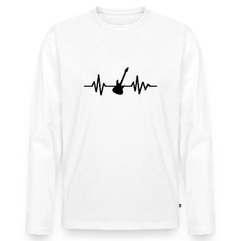 E Gitarre Herzschlag - Männer Premium Bio Langarmshirt - Weiß - Vorne - Nico (187cm)