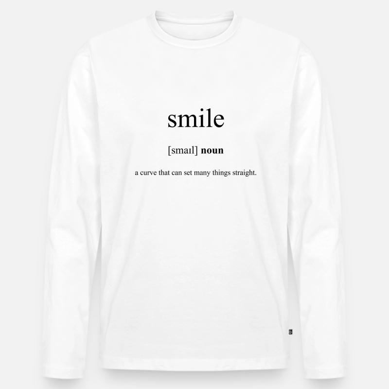 Smile | Lachen Definition Dictionary - Männer Premium Bio Langarmshirt - Weiß