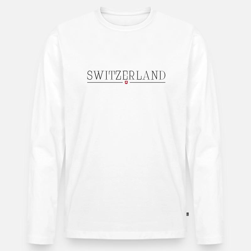 Schweiz Switzerland - Männer Premium Bio Langarmshirt - Weiß