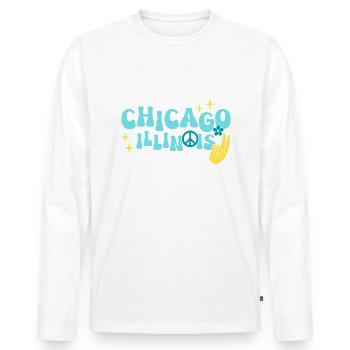 Hippie des années 70 à Chicago - T-shirt manches longues Premium bio Homme - blanc - Devant - Nico (187cm)