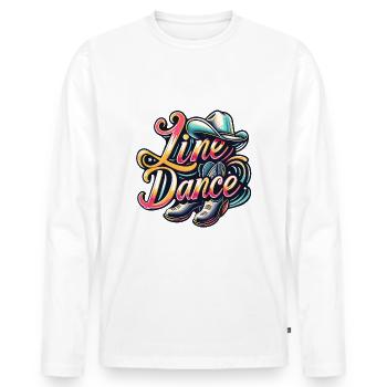 Colorful line dance design with cowboy hat - Men's Premium Organic Long Sleeve Shirt - white - Front - Nico (187cm)