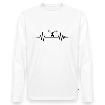 Haltérophilie - Heartbeat - T-shirt manches longues Premium bio Homme - blanc - Devant - Nico (187cm)