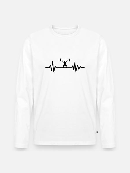 Weightlifting - Heartbeat - Men's Premium Organic Long Sleeve Shirt - white