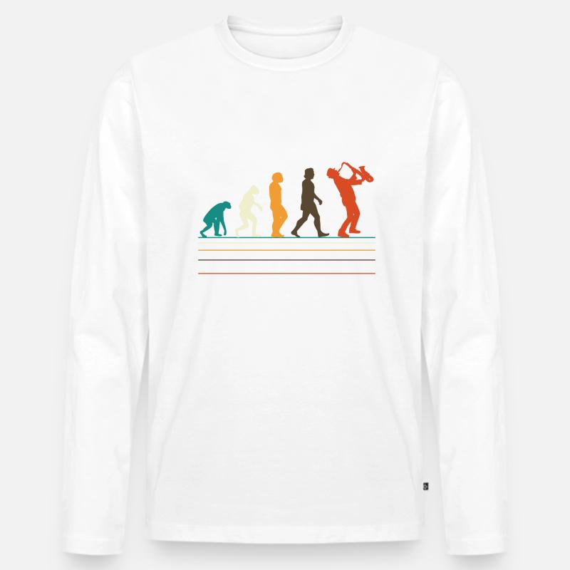 Human Evolution Saxophone - Männer Premium Bio Langarmshirt - undefined