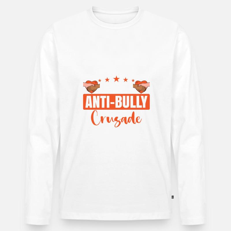 Gemeinsam gegen Mobbing-Bekleidung - Männer Premium Bio Langarmshirt - Weiß